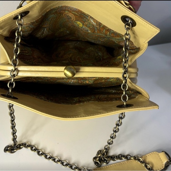 HOBO International Soft Yellow Leather Kisslock Bag with Chain Strap - Picture 8 of 12